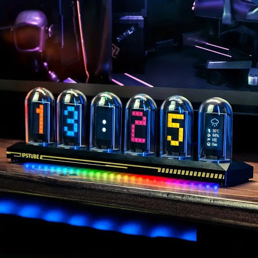 USB Powered RGB Nixie Tube Clock with IPS Color Screen