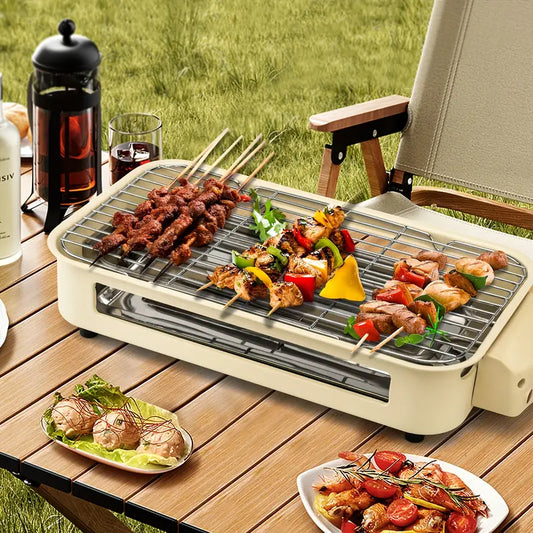 Electric BBQ Grill with Removable Plates