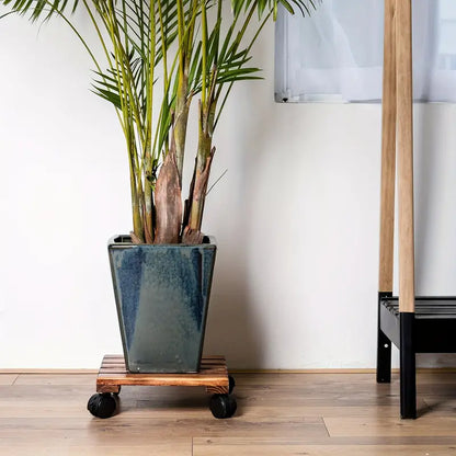 Outdoor Roller Flower Pot 12 Inch Heavy Duty Square (2 Pack)